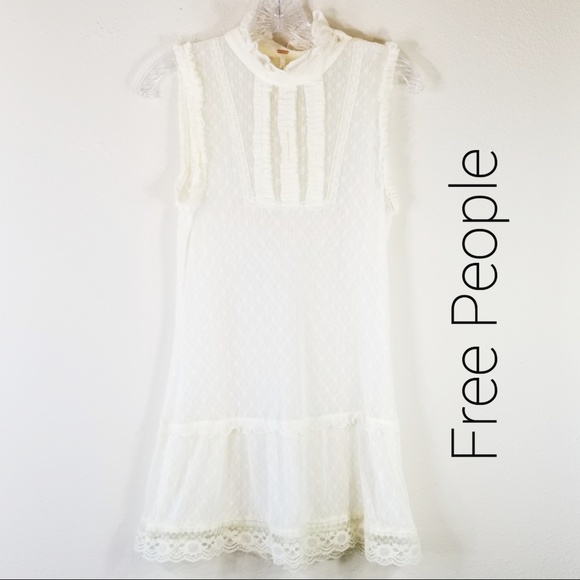 Free People Tops - Free People M Mesh Lace Tuxedo Ruffle Tunic 3315